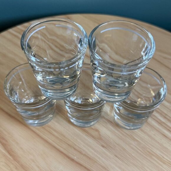 5 Vintage Libbey Shot Glasses Pour Line Heavy Clear - Picture 5 of 9